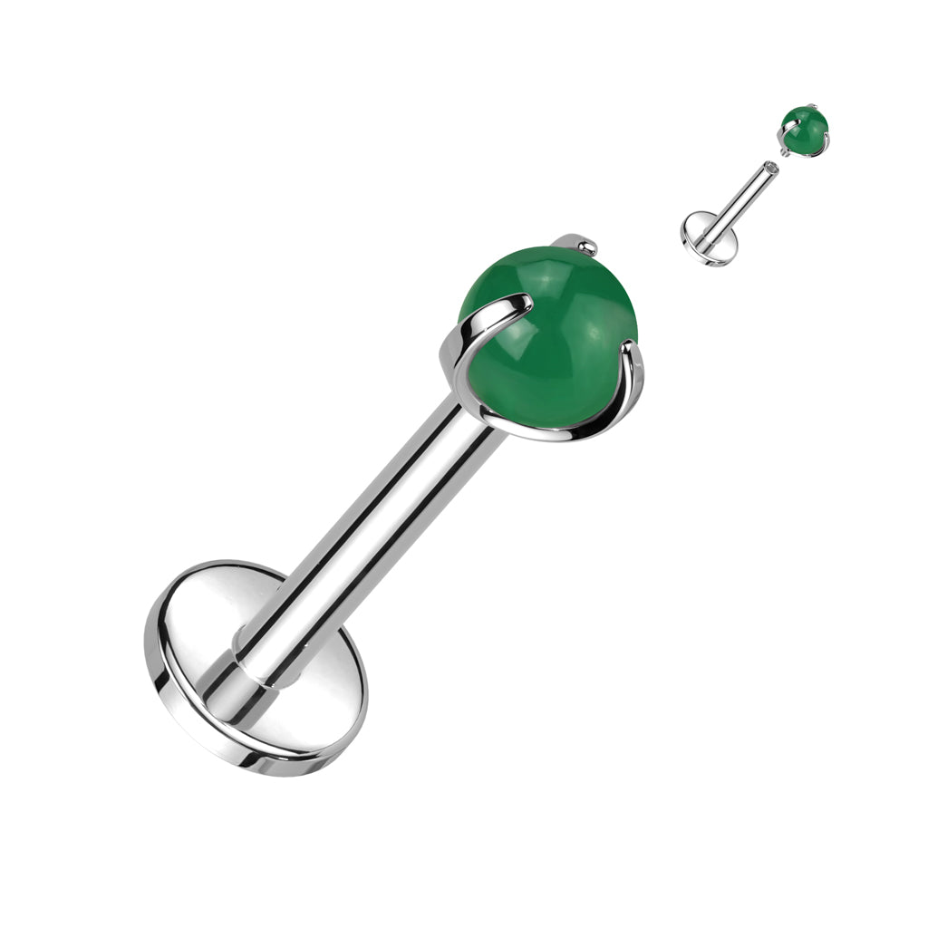 16G Titanium Internally Threaded (8mm) Claw Stone Top For Lip & Ear Piercings